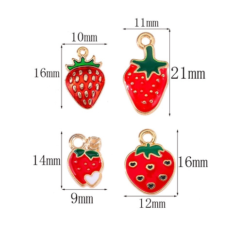Enamel Alloy Fruit Pendants Strawberry Watermelon Pineapple Cherry Peach Apple Carrot Shapes DIY Jewelry Making Charms Earrings Supplies