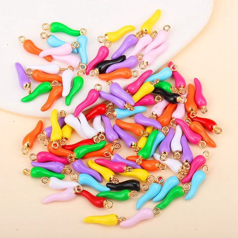 Colorful Alloy Enamel Chili Pepper Charms Pendants For DIY Jewelry Making Necklaces Bracelets Earrings Keychains Food Charms