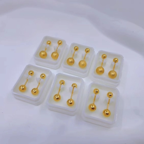 Minimalist Titanium Steel Double Ball Ear Cartilage Stud Earrings Frosted Smooth Round Bead Screw Back Jewelry For Women