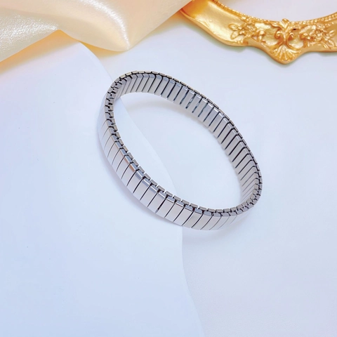 Bracciale Rigido Elastico in Acciaio Inossidabile Stile Cinturino Orologio Placcato Oro Argento Bracciale Flessibile Donna Gioielli