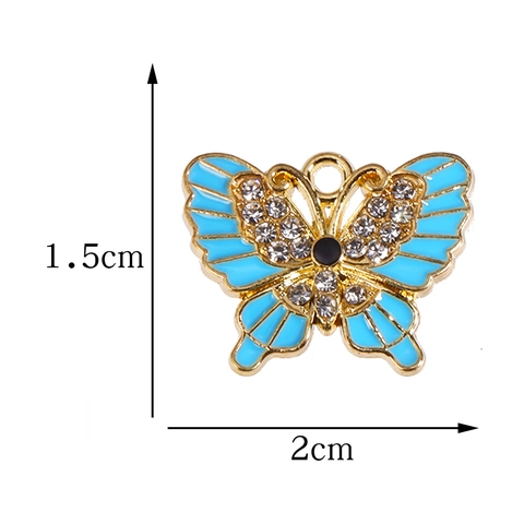 Alloy Rhinestone Enamel Butterfly Pendants For DIY Jewelry Making Necklaces Earrings Handcrafted Accessories For Women