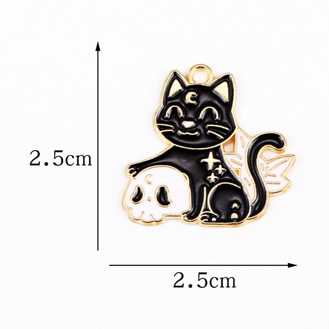 Breloques d'Halloween Gothiques en Alliage d'Émail pour DIY Bijoux Mystérieux Chat Chauve-souris Squelette Serpent Lune Pendentifs