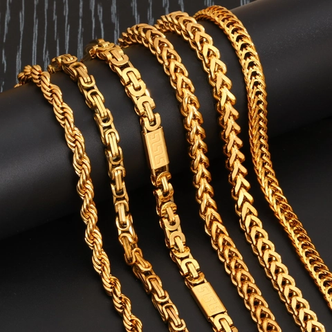 Stainless Steel Gold Plated Bracelet For Men Women Byzantine Rope Wheat Mariner Chain Bracelet Punk Hip Hop Fashion Jewelry