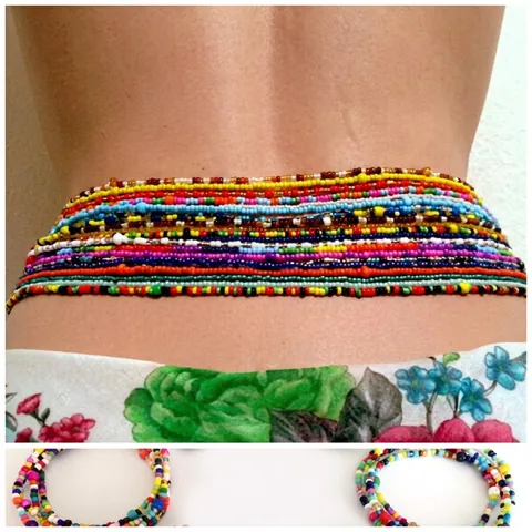 Chaîne de Taille Bohème en Perles de Verre Colorées pour Femmes Fait Main Multicouche Sexy Été Plage Bijoux de Corps Accessoire
