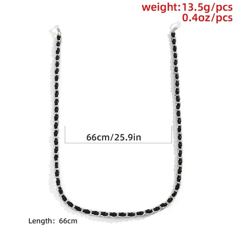 Retro PU Leather Woven Metal Glasses Chain Women Fashion Sunglasses Eyewear Retainer Strap Anti-Lost Cord Holder Jewelry