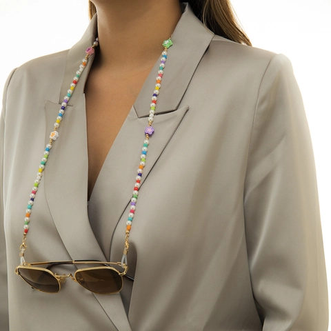 Colorful Beaded Glasses Chain Imitation Artificial Pearl Star Flower Eyeglass Lanyard Boho Sunglasses Holder Strap For Women Jewelry
