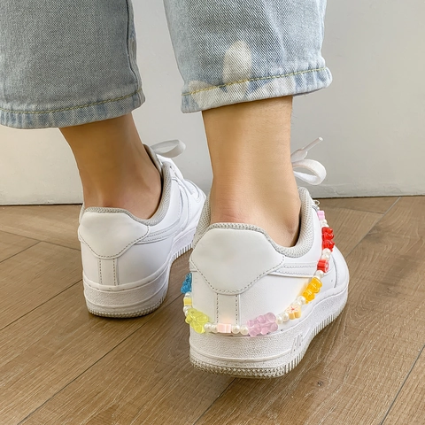 Colorful Beaded Shoe Chain Charms With Faux Artificial Pearls Polymer Clay Fruit Animal Pendants DIY Sneaker Jewelry Decoration For Women Girls