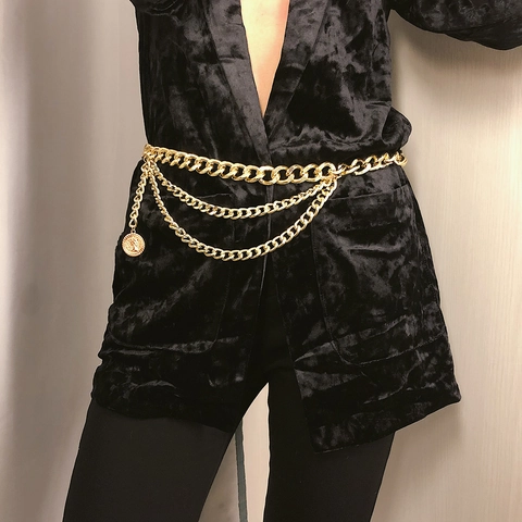 Vintage Multi Layer Alloy Chain Waist Belt For Women Gold Silver Plated Coin Pendant Sexy Body Jewelry Body Chain Accessory