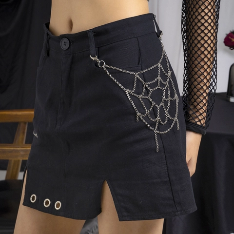 Cadena para Pantalones de Telaraña Gothic Punk de Metal Plateado Cadena de Cuerpo en Capas para Mujer Halloween