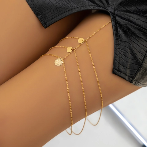 Women Sexy Elastic Thigh Chain Heart Leaf Pendant Rhinestone Artificial Pearl Multilayer Body Chain Leg Jewelry Party Club