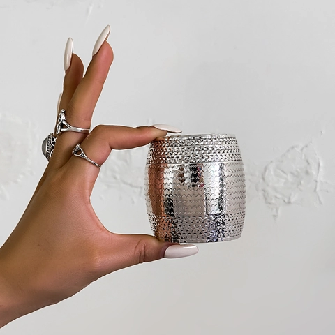 Brazalete de Manguito Ancho de Hierro Estilo Punk para Mujer Plata Oro Viejo Brazalete Abierto Forma Tambor Joyería Étnica