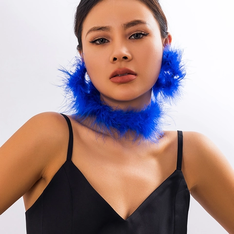 Υπερβολικό Φτερό Choker Κολιέ Κορδέλα Χειροποίητο Σετ Κοσμημάτων Πάρτι Με Σκουλαρίκια Φτερά Βραχιόλι Γυναικεία Αξεσουάρ Κοστουμιών
