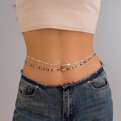 Bohemian Double Layer Beaded Waist Chain With Starfish Turtle Shell Pendants Handmade Summer Beach Jewelry Accessory For Women