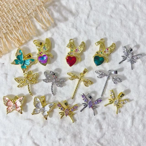 Schmetterling Libelle Kolibri Anhänger Nur Anhänger Ohne Kette Zirkon Legierung DIY Schmuckherstellung Zubehör Für Damen Gold Silber Galvanisiert