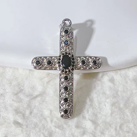 Vintage Hollow Cross Pendant Only Without Chain Copper Gold Plated Zirconia For Women DIY Jewelry Necklace Making Accessory