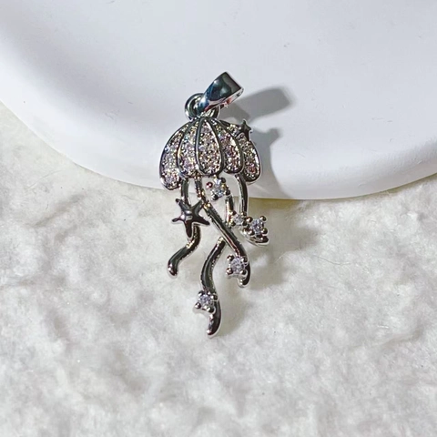 Copper Gold Plated Zircon Ocean Dolphin Shell Jellyfish Pendant Only (Without Chain) Enamel DIY Jewelry Making Charm