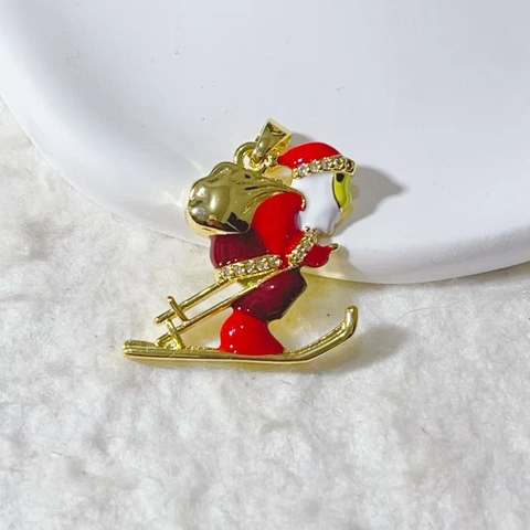 Hip Hop Zircon Football Santa Claus Candy Pendant Copper Gold Plated Enamel Sport Festive DIY Jewelry Making Pendant