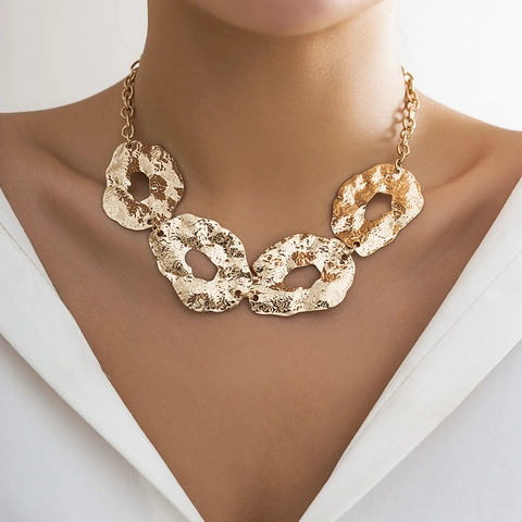 Irregular Hammered Metal Necklace Geometric Liquid Fluid Pendant Necklaces For Women Personalized Waist Chain Jewelry