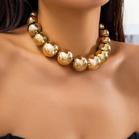 Punk Overdreven Grote Kraal Choker Halsketting Metaal CCB Kunststof Industrieel Minimalistisch Ronde Bol Ketting Voor Vrouwen Sieraden