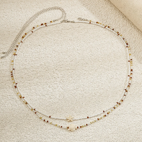 Bohemian Double Layer Beaded Waist Chain For Women Beach Vacation Starfish Turtle Pendant Body Chain Fashion Jewelry Gift