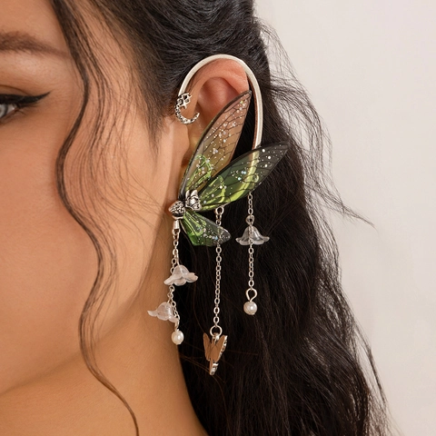Mermaid Ear Cuff Alloy Baroque Imitation Artificial Pearl Wrap Around Ear Hook Vintage Mythical Ocean Jewelry For Women