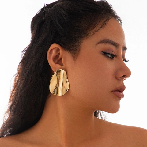 European American Geometric Alloy Heart Sunflower Earrings Irregular Pleated Hollow Statement Drop Earrings For Women Jewelry