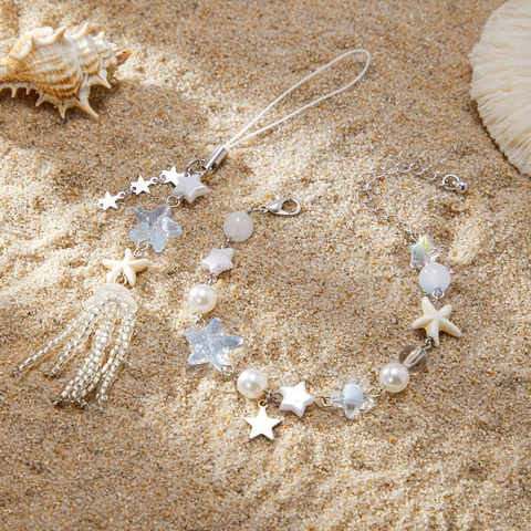 Schlüsselanhänger Kollektion Zinklegierung Künstliche Perle Naturmuschel Acryl Harz Ozean Strand Taschenanhänger Damen Schmuck