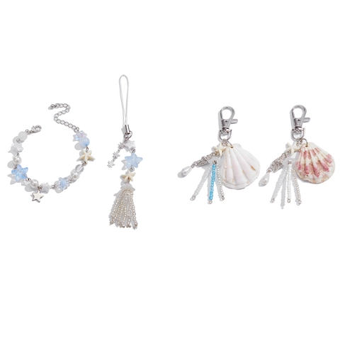 Schlüsselanhänger Kollektion Zinklegierung Künstliche Perle Naturmuschel Acryl Harz Ozean Strand Taschenanhänger Damen Schmuck