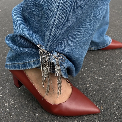 Punk Sicherheitsnadel Mehrlagige Quaselkette Fußkettchen Für Damen Hip Hop Hose Bein Schmuck Mit Künstlichem Türkis Und Nieten