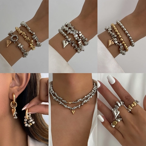 Leichter Luxus Design Herz Anhänger Halskette Personalisierte Unregelmäßige Perlen Legierung Künstliche Perle Schmuck Für Damen
