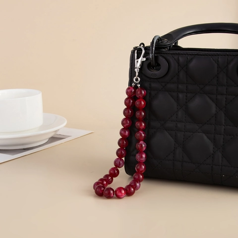 Ins Stil Marmor Acryl Perlen Tasche Anhänger Schlüsselanhänger Für Damen Mode Acryl Perle Taschenkette Zubehör Handtasche Ornament