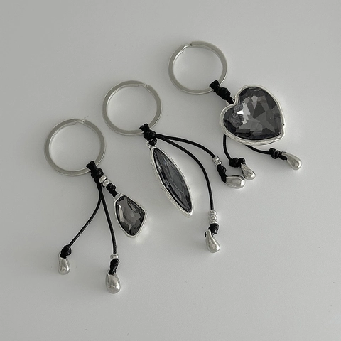 Mode Legierung Acrylkristall Herz Marquise Blatt Schlüsselanhänger Für Damen Versilberter Taschenanhänger Schlüsselring Schmuck Geschenk