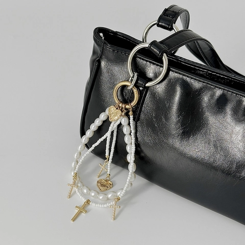 Colgante de Cadena para Bolso de Varias Capas Y2K Punk para Mujer Aleación de Zinc Perla Artificial Estrella Cruz Corazón