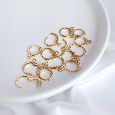 14K Gold Filled Round Leverback Earring Hooks Copper Geometric Circle DIY Earring Clips Jewelry Making Findings Accessories