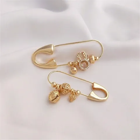 Elegante Spilla Da Balia In Rame Placcato Oro 14K Per Donna Accessorio Minimalista Per Gioielli Fai Da Te Decorazione Di Moda