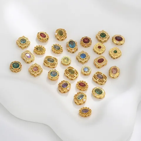 Vintage Alloy Spacer Beads With Rhinestone Artificial Pearl Inlaid For DIY Jewelry Making Palace Style Gold Plated Hollow Beads