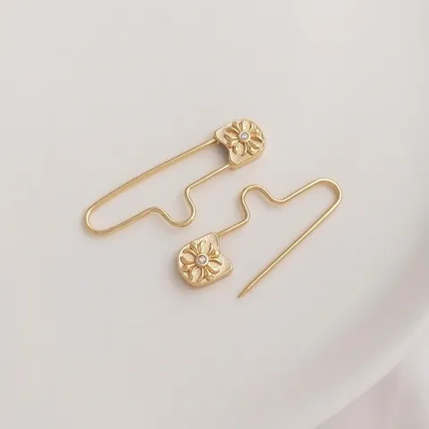 Spilla da Balia in Rame Placcato Oro 14K Vintage Convertitore di Ciondoli a U Con Zirconia Gioielli DIY per Donna