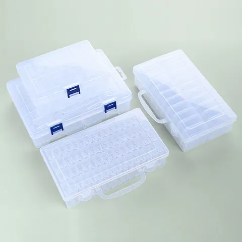 Transparent PP Plastic Storage Box Multi-Grid Portable Jewelry Bead Craft Accessory Organizer Box Clear Parts Container
