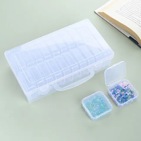 Transparent PP Plastic Storage Box Multi-Grid Portable Jewelry Bead Craft Accessory Organizer Box Clear Parts Container