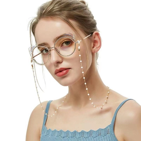 Elegant Alloy Artificial Pearl Glasses Chain For Women Trendy Anti-Slip Eyewear Strap Gold Silver Metal Neck Cord Holder