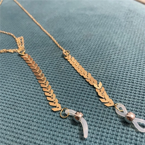 Modieuze Goud Metalen Brilketting Anti-verlies Maskerkoord Voor Dames Pijlvorm Geometrische Schakel Brilketting Ketting Accessoire