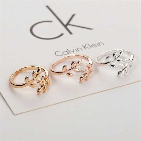 Eleganter Legierung Blatt Offener Ring Für Damen Gold Silber Roségold Plattiert Verstellbarer Olivenzweig Fingerschmuck Geschenk