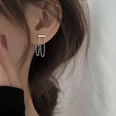 Legierung Kette Quaste Ohrstecker Mit 925 Sterling Silber Ohrstecker-Stift Hip Hop Retro Einzigartige Mode Schmuck Damen Herren