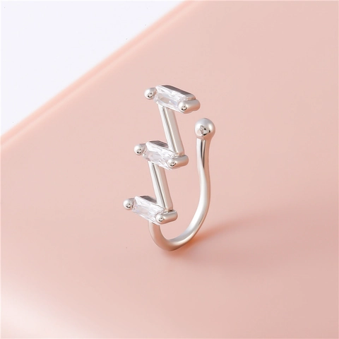 Creative U-Shaped Non-Piercing Nose Clip Copper Inlaid Zirconia Geometric Stepped Fake Nose Ring For Women Men Fashion Jewelry