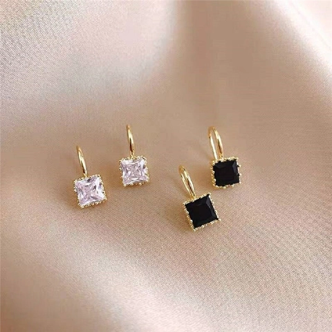 Minimalistische Legierung Quadratische Zirkonia Ohrhänger Für Damen Vintage Vergoldet Geometrisch Perlenrand Ohrschmuck Geschenk