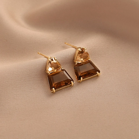 Vintage Geometrische Kristall Ohrstecker Mit 925 Sterlingsilber Ohrstecker-Stift Koreanischer Stil Damen Schmuck
