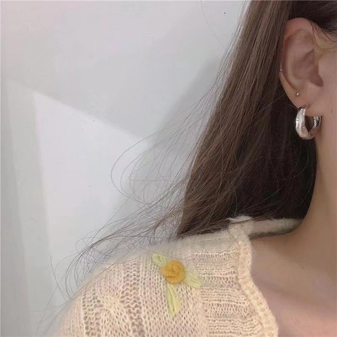 Irregular C-Shaped Hoop Stud Earrings With 925 Sterling Silver Earring Post Lava Texture Metal Minimalist Jewelry For Women