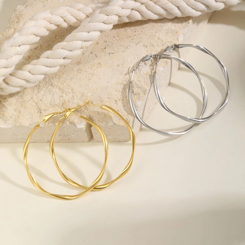 Dames Mode Roestvrij Staal Gedraaide Mobius Oorbellen Goud Zilver Vergulde Grote Geometrische Cirkel Sieraden Cadeau Voor Feest