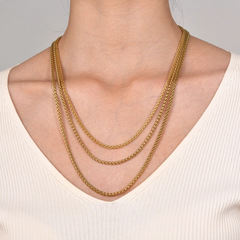 Collar de Acero Inoxidable de Moda para Mujer Hombre Chapado en Oro Plata Cadena de Caja Serpiente Trigo Joyería Minimalista Regalo