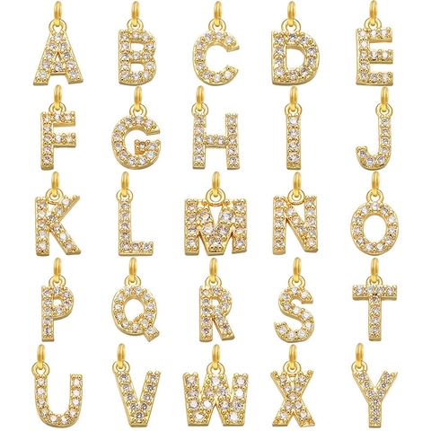 Anfangsbuchstaben Anhänger Messing Zirkonia DIY Schmuck Zubehör Gold Platin Überzogen Alphabet Anhänger Für Halskette Armband